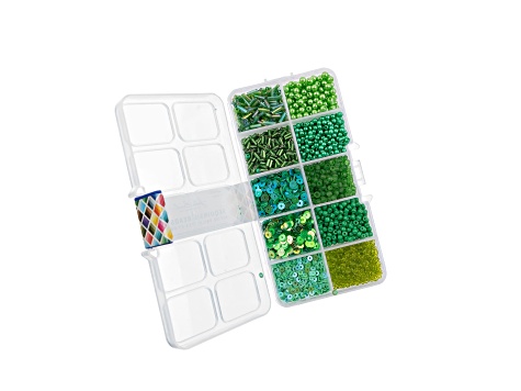 John Bead 10 Types Green Mix Sequins and Beads Kit