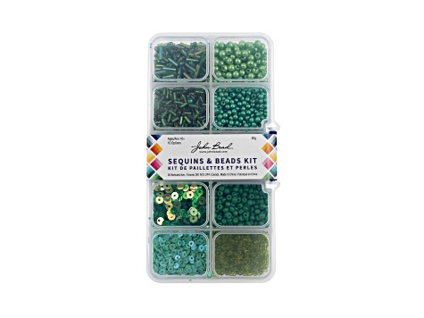 John Bead 10 Types Green Mix Sequins and Beads Kit