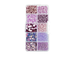 John Bead 10 Types Light Purple Mix Sequins and Beads Kit