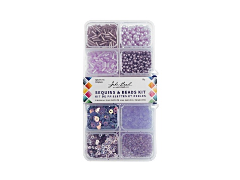 John Bead 10 Types Light Purple Mix Sequins and Beads Kit