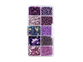 John Bead 10 Types Purple Mix Sequins and Beads Kit