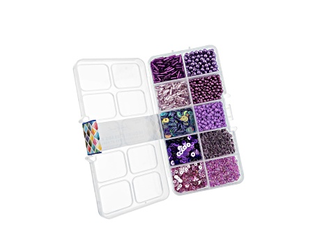 John Bead 10 Types Purple Mix Sequins and Beads Kit