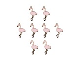 8-Piece Sweet & Petite Pink Flamingo Small Gold Tone Enamel Charms