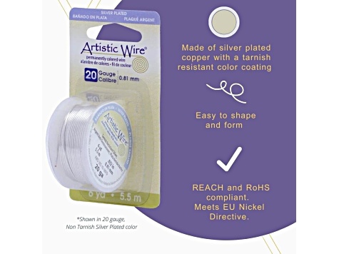 Artistic Wire 20 gauge Multicolor, Silver, Black, Green, 4yd