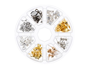 80-Piece 8 Slots Earring Mix Assortment Jewelry Findings Kit with Round Storage Box