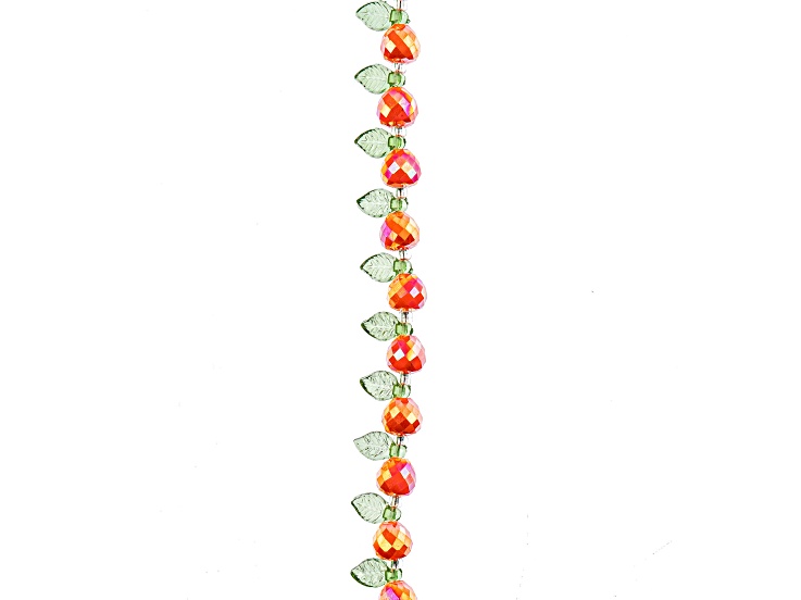 Crystal Lane DIY Opaque Orange Pears with Leaf 7" Glass Garden Bead Strand 14 Pieces