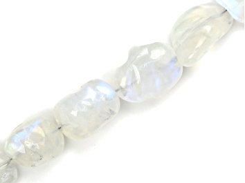 Picture of AA Blue Rainbow Moonstone 12x7mm - 20x15mm Smooth Organic Nuggets Bead Strand, 20" strand length