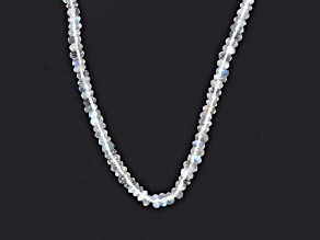 AA Blue Rainbow Moonstone 3.5mm Hand Faceted Rondelles Bead Strand