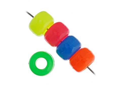 9mm Assorted Opaque Neon Plastic Pony Beads, 1000pcs
