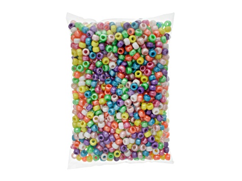 9mm Assorted Pearlescent Plastic Pony Beads, 1000pcs