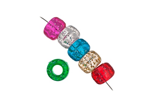 9mm Assorted Sparkle Plastic Pony Beads, 1000pcs