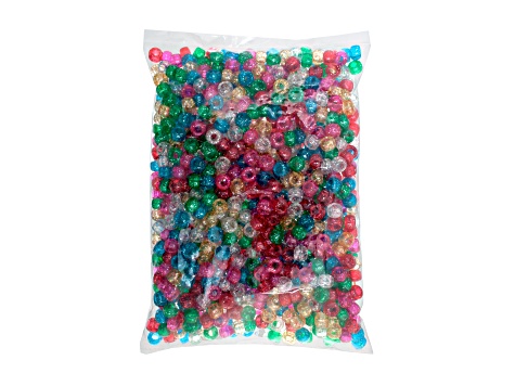 9mm Assorted Sparkle Plastic Pony Beads, 1000pcs