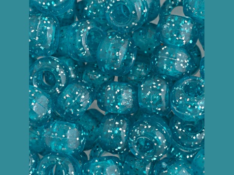 9mm Sparkle Royal Blue Plastic Pony Beads, 1000pcs