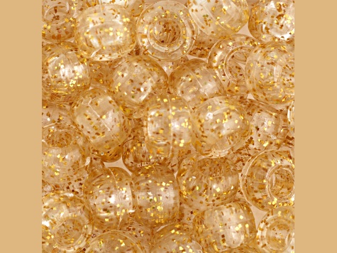 9mm Sparkle Gold Color Plastic Pony Beads, 1000pcs - 19B0GH