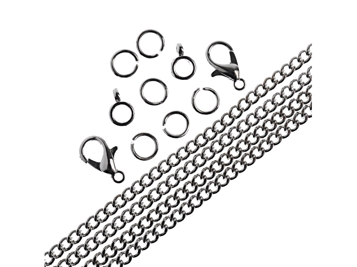John Bead 3mm Nickel Color Metal 36in Curb Chain & Jewelry Making Findings Set