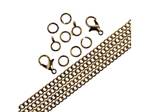 John Bead 3mm Antique Brass Color Metal 36in Curb Chain & Jewelry Making Findings Set