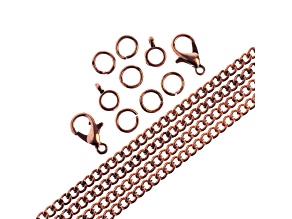 John Bead 3mm Antique Copper Color Metal 36in Curb Chain & Jewelry Making Findings Set