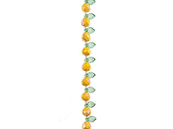 Crystal Lane DIY Opaque Yellow Pears with Leaf 7" Glass Garden Bead Strand 14 Pieces