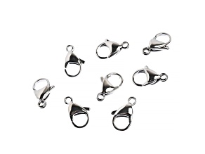 John Bead 15x9mm Silver Stainless Steel Lobster Clasps 8 Pieces