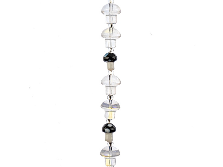 Crystal Lane DIY 13x14mm Black & Crystal Mix 7" Mushroom 7" Glass Garden Bead Strand 11 Pieces