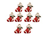 8-Piece Sweet & Petite Holiday Stocking Small Gold Tone Enamel Charms
