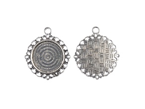 John Bead Must Have Findings 18mm Antique Silver Tone Iron Round Pendant Frames 3 Pieces