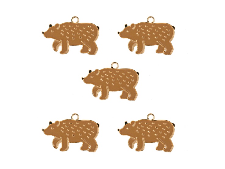 John Bead 20x30mm Enamel Bear Sweet & Petite Home & Garden Charms 5 Pieces