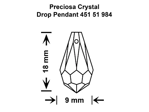 Preciosa 9x18mm Crystal Czech Glass Faceted Teardrop Pendants 12 Pieces