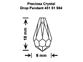 Preciosa 9x18mm Crystal Czech Glass Faceted Teardrop Pendants 12 Pieces
