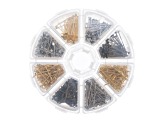 1030-Piece 8 Slots Head Pins Assortment Jewelry Findings Kit with Round Storage Box