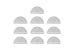 John Bead 10-Hole Silver Tone Alloy Semi Circle Beadwork Pendants 10 Pieces