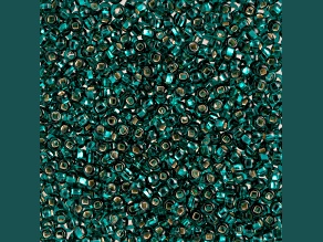 Czech Glass 10/0 Seed Beads Silver Lined Emerald Color 24 Gram Vial