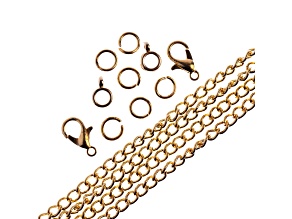 John Bead 3x4mm Gold Color Metal 36in Curb Chain & Jewelry Making Findings Set