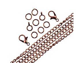John Bead 3x4mm Antique Copper Color Metal 36in Curb Chain & Jewelry Making Findings Set