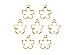 John Bead Gold Tone Alloy Cherry Blossom Flower Beadwork Pendants 7 Pieces