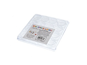 Joy Filled Storage Square Clear Plastic Storage Containers with 16 Round Containers (13.5x13.5x2cm)