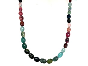 Multi Tourmaline Tumbled 5.5 x 7.0 - 6.5 x 9.0mm Bead Strand, Approximately 18 Inches