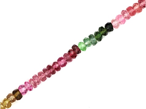 Watermelon Tourmaline 3.5mm Hand Faceted Rondelles, Gem Quality Bead Strand, 16" strand length
