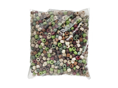 9mm Assorted Camouflage Matte Plastic Pony Beads, 1000pcs