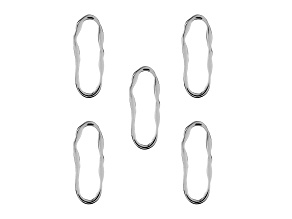 John Bead Silver Tone Alloy Organic Oval Beadwork Pendants 5 Pieces