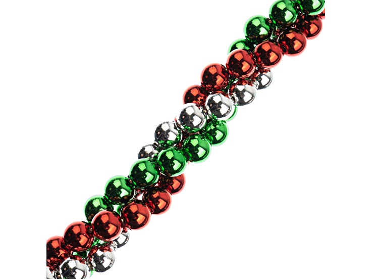 Crystal Lane DIY Metallic Red Green Silver Acrylic Twisted Baubles 7" Holiday Christmas Bead Strand