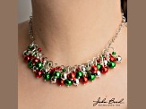 Crystal Lane DIY Metallic Red Green Silver Acrylic Twisted Baubles 7" Holiday Christmas Bead Strand