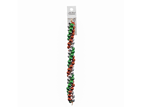 Crystal Lane DIY Metallic Red Green Silver Acrylic Twisted Baubles 7" Holiday Christmas Bead Strand