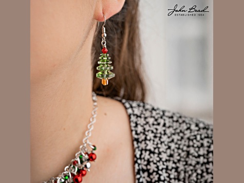 Crystal Lane DIY Metallic Red Green Silver Acrylic Twisted Baubles 7" Holiday Christmas Bead Strand