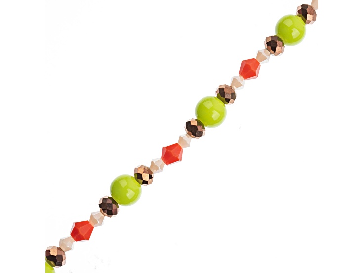 Crystal Lane DIY Green & Orange Assorted Glass Metal 7" Designer Bead Strand