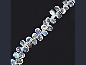 AA Blue Rainbow Moonstone 7x5mm Faceted Pear Shaped Briolettes Bead Strand, 8" strand length