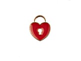 10-Piece Sweet & Petite Red Heart Locket Small Gold Tone Enamel Charms