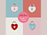 10-Piece Sweet & Petite Red Heart Locket Small Gold Tone Enamel Charms