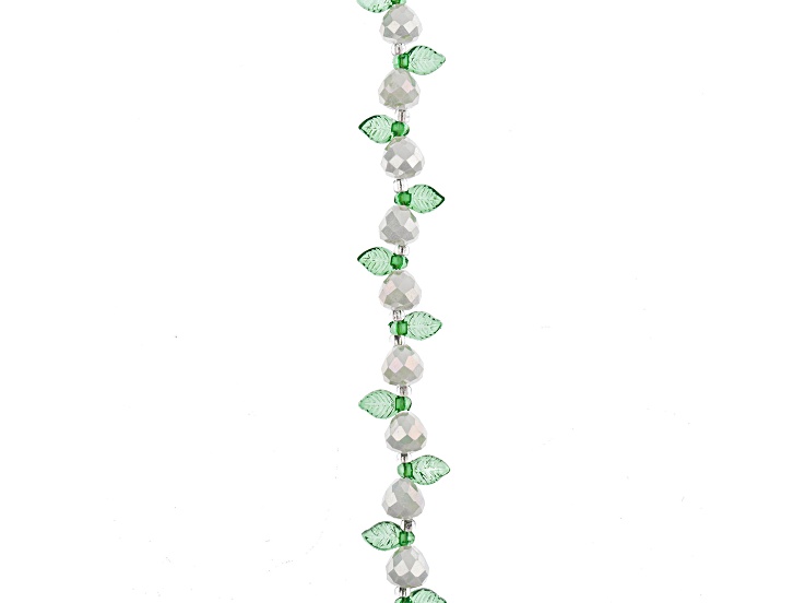 Crystal Lane DIY Opaque White Pears with Leaf 7" Glass Garden Bead Strand 14 Pieces