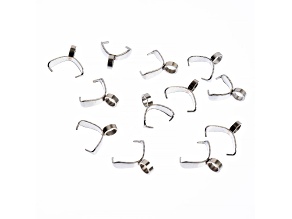 John Bead 9mm Silver Stainless Steel Pinch Bails 12 Pieces